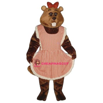 Gloria Beaver w-Apron & Bow Lightweight Mascot Costume