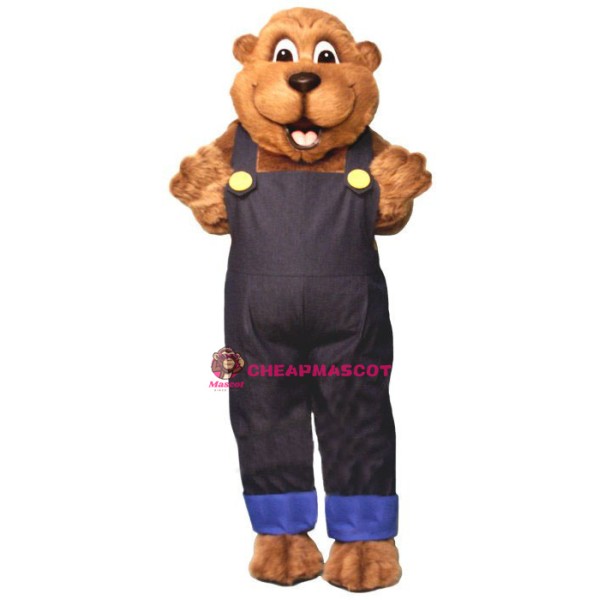 Woody Woodchuck w-Overalls Lightweight Mascot Costume