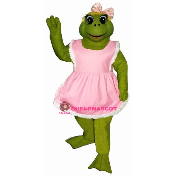 Fern Frog w-Apron & Bow Lightweight Mascot Costume