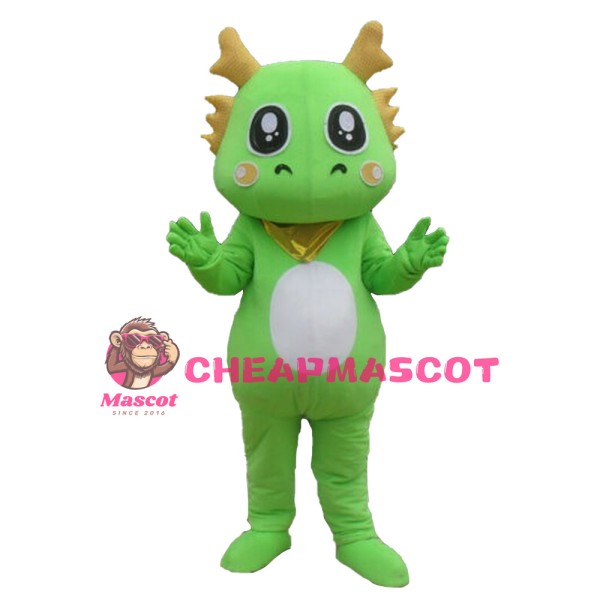 Cartoon Green Dragon Mascot Costume