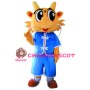  Quality Adult Cute Orange Dragon With Blue Suit Mascot Costume