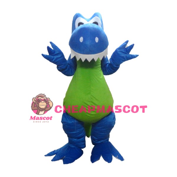  Adult Cartoon Happy Blue & Green Crocodile Mascot Costume