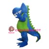  Adult Cartoon Happy Blue & Green Crocodile Mascot Costume