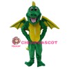 Hot Like Smiling Green & Yellow Dinosaur With Wings Mascot Costume