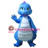 Cartoon Fancy Adult Blue & White Dinosaur Mascot Costume