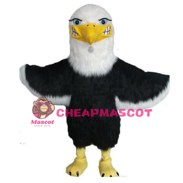 Happy Black & White Eagle Mascot Costume