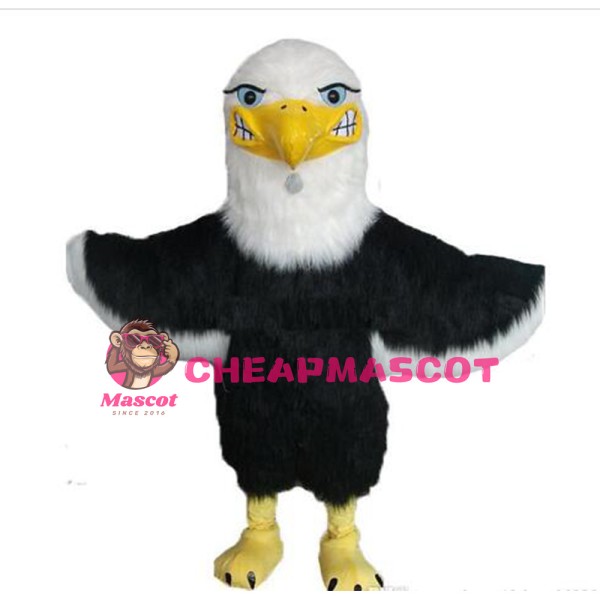 Happy Black & White Eagle Mascot Costume