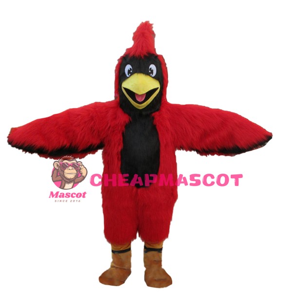 Popular Long Fur Red & Black Eagle Mascot Costume