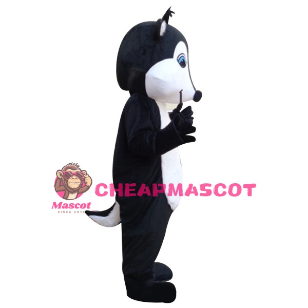 Super Cute Smiling Black & White Fox Mascot Costume