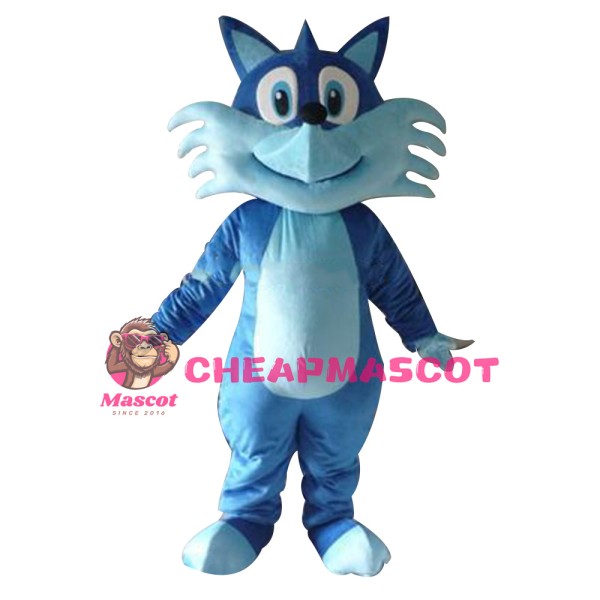 Smiling Blue Fox Mascot Costume For Carnival