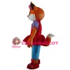 Fancy Cute Smiling Fox With Red Dress Mascot Costume