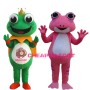 Adult Size Lovely Crown Frog With Yellow Cloak Mascot Costume