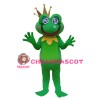 Funny Smiling Frog With Crown Mascot Costume For Adult 