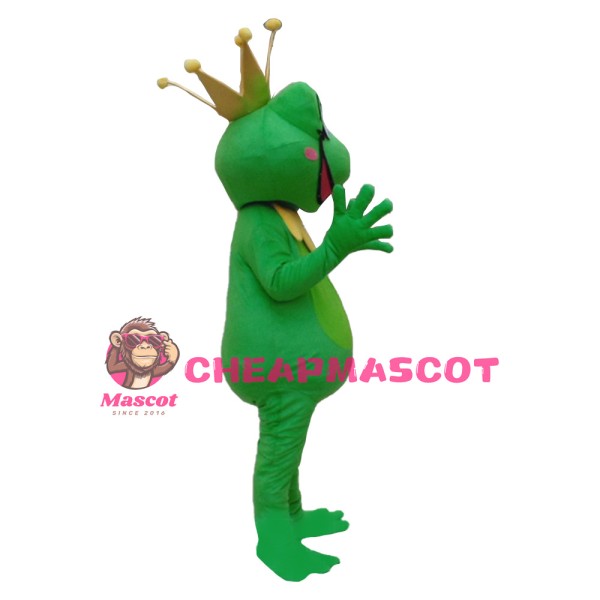Funny Smiling Frog With Crown Mascot Costume For Adult 