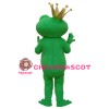Funny Smiling Frog With Crown Mascot Costume For Adult 