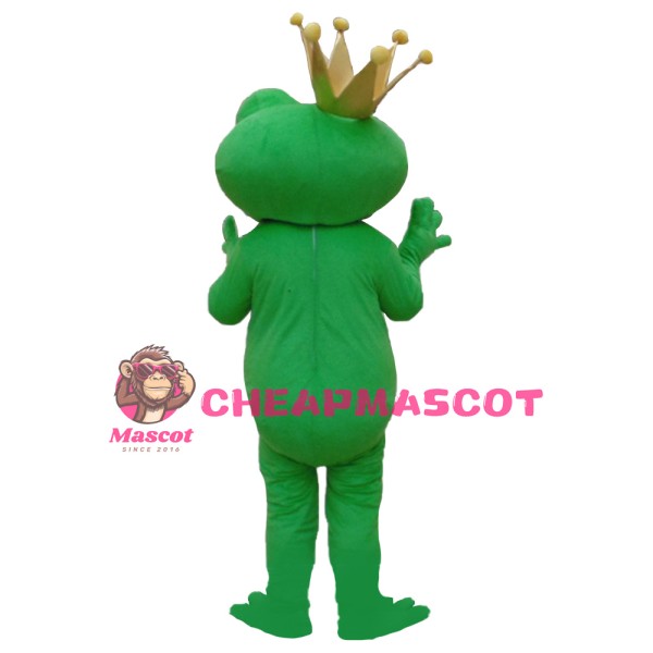 Funny Smiling Frog With Crown Mascot Costume For Adult 