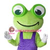 Adult Size Frog With Purple Rompers Mascot Costume