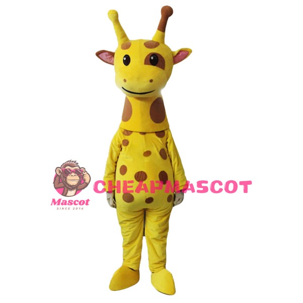 Cute Plush Yellow Giraffe Mascot Costume