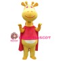 New Kind Smiling Yellow Giraffe With Red Cloak Mascot Costume