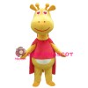 New Kind Smiling Yellow Giraffe With Red Cloak Mascot Costume