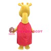 New Kind Smiling Yellow Giraffe With Red Cloak Mascot Costume