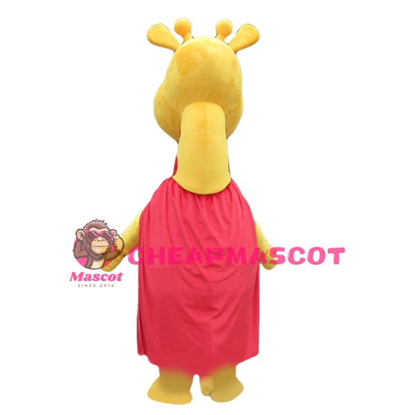 New Kind Smiling Yellow Giraffe With Red Cloak Mascot Costume
