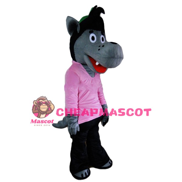 Good Quality Friendly Wolf With Red Top Mascot Costume