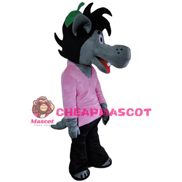 Good Quality Friendly Wolf With Red Top Mascot Costume