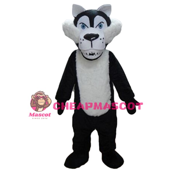 Classic Black & White Wolf Mascot Costume