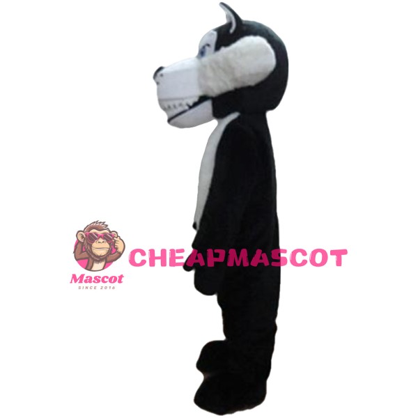 Classic Black & White Wolf Mascot Costume