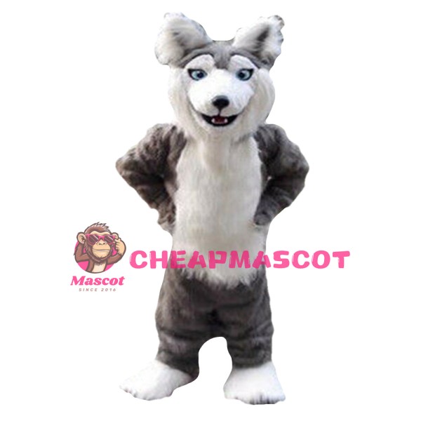 Long Fur Cartoon Wolf Mascot Costume