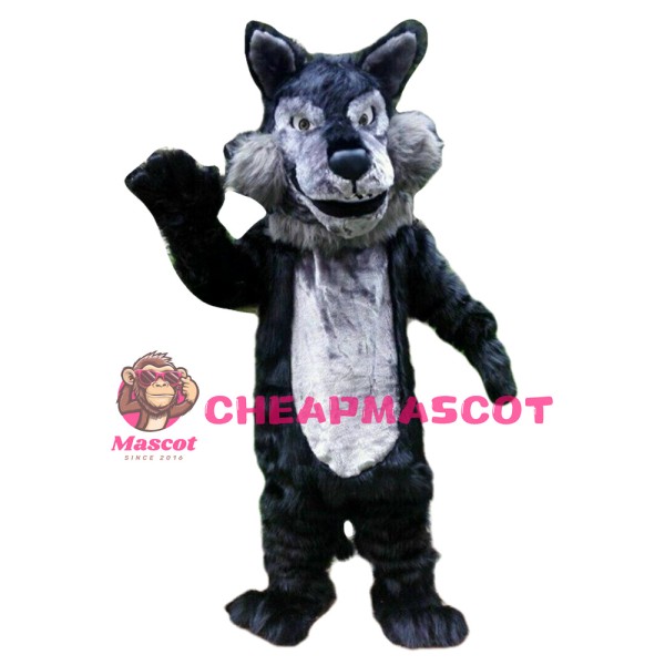 Fancy Cartoon Black Wolf Mascot Costume For Adult