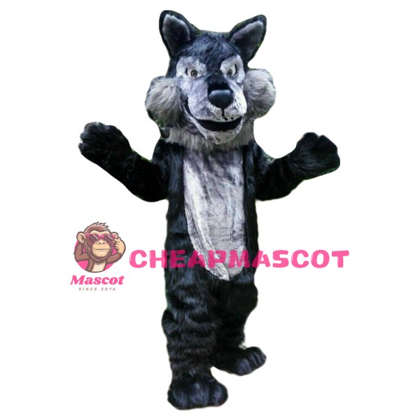Fancy Cartoon Black Wolf Mascot Costume For Adult
