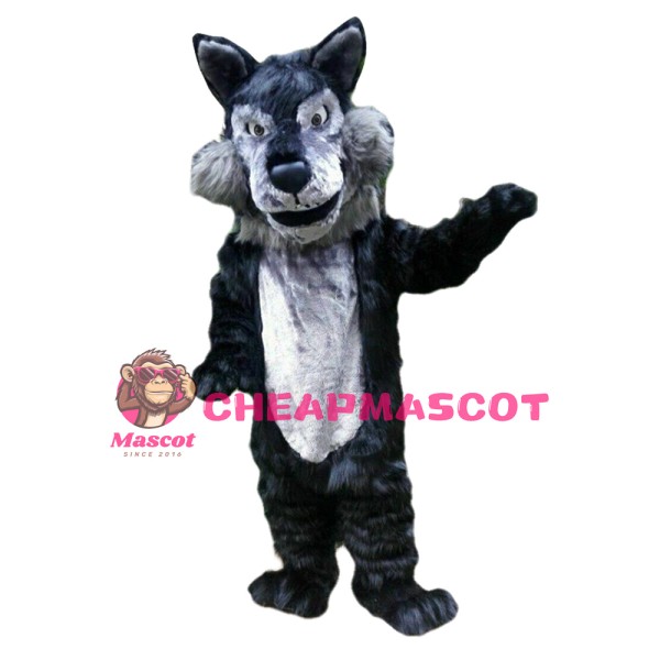 Fancy Cartoon Black Wolf Mascot Costume For Adult