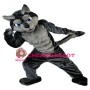 Strong Black & Grey Wolf Mascot Costume