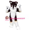 Long Fur Brown & White Wolf Mascot Costume