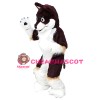 Long Fur Brown & White Wolf Mascot Costume
