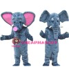 Lovely Grey Elephant With Pink Ears Mascot Costume