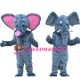 Lovely Grey Elephant With Pink Ears Mascot Costume