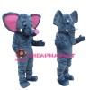 Lovely Grey Elephant With Pink Ears Mascot Costume