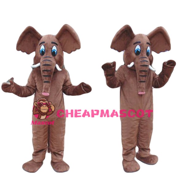 Unisex Plush Brown Elephant Mascot Costume For Party
