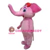 New Friendly Cartoon Pink Elephant Mascot Costume