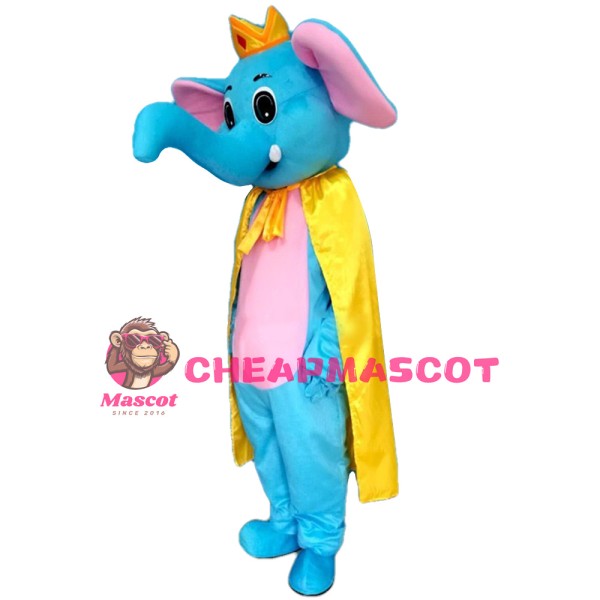 Good Quality Lovely Cartoon Blue Elephant With Yellow Cloak Mascot Costume