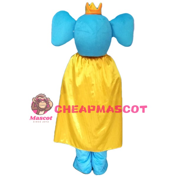 Good Quality Lovely Cartoon Blue Elephant With Yellow Cloak Mascot Costume