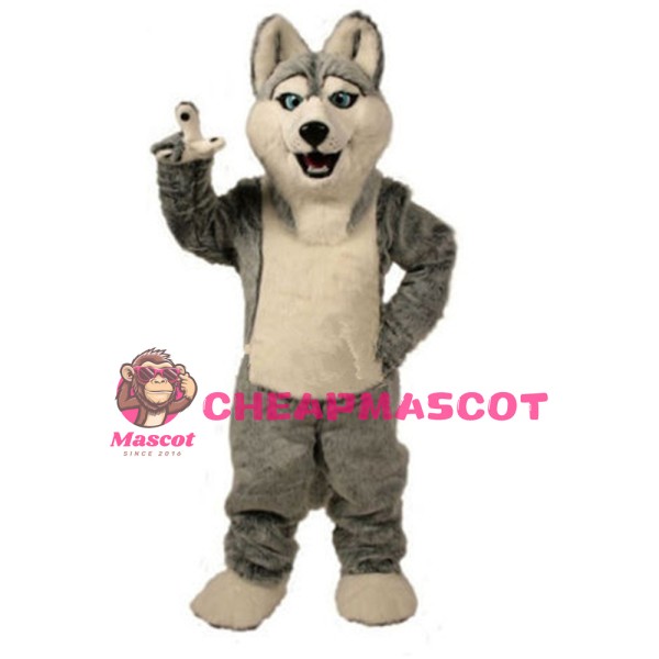 Friendly Grey Dog Mascot Costume For Event