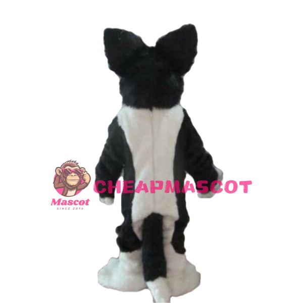 Funny Plush Black & White Dog Mascot Costume