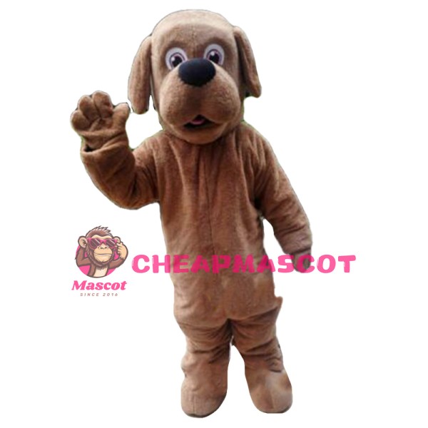Adult Cartoon Polite Brown Dog Mascot Costume