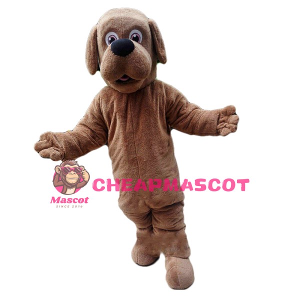 Adult Cartoon Polite Brown Dog Mascot Costume