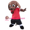Unisex Super Cute Brown Dog With Red Top Mascot Costume
