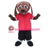 Unisex Super Cute Brown Dog With Red Top Mascot Costume